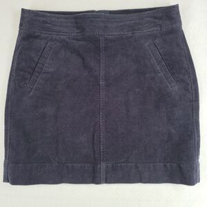 Ann Taylor LOFT Women's Navy Blue Corduroy Mini Skirt Back Zip Size 6 Pocketed